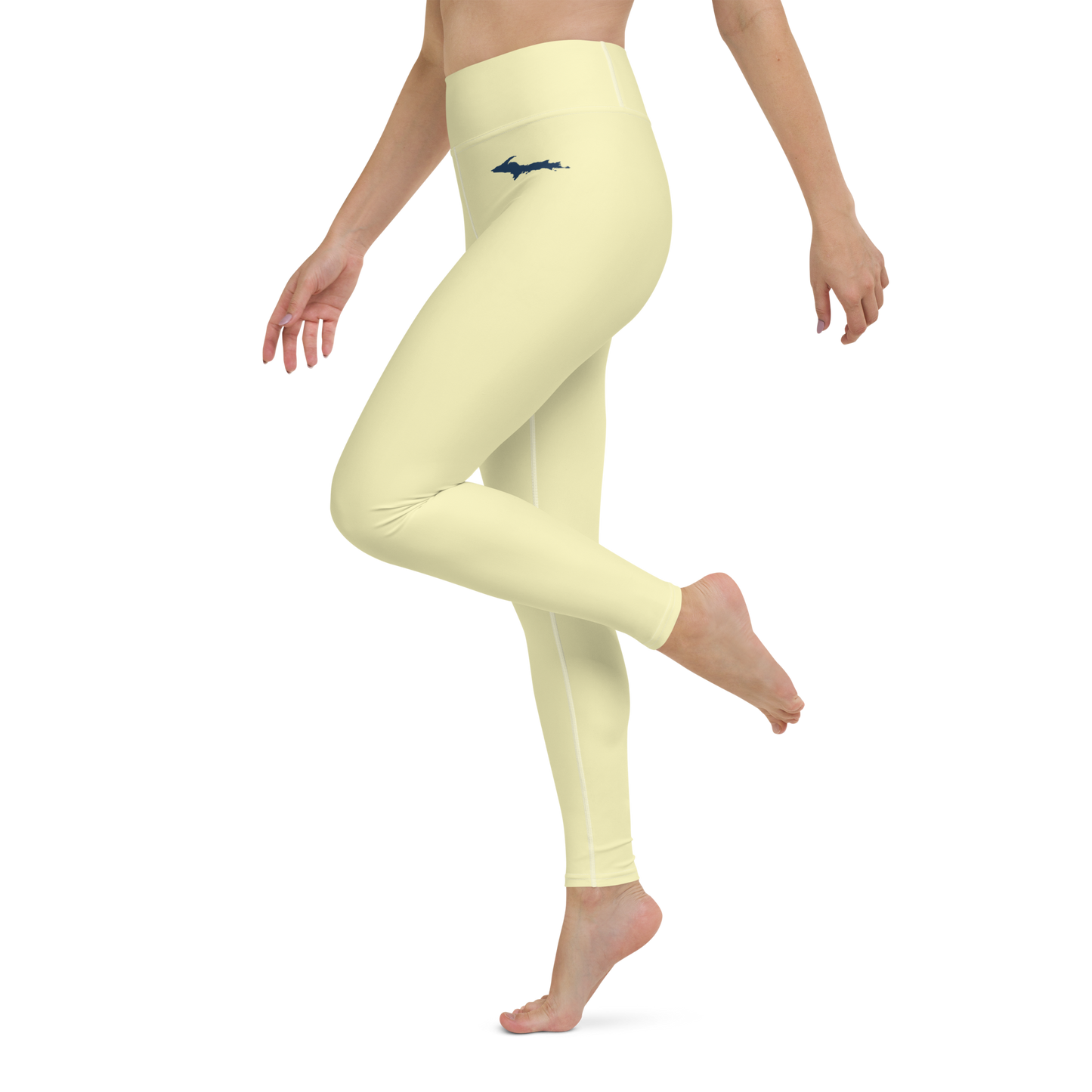 Michigan Upper Peninsula Yoga Leggings (w/ UP Outline) | Canary Yellow