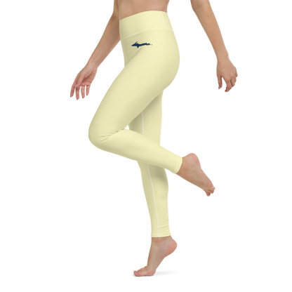 Michigan Upper Peninsula Yoga Leggings (w/ UP Outline) | Canary Yellow