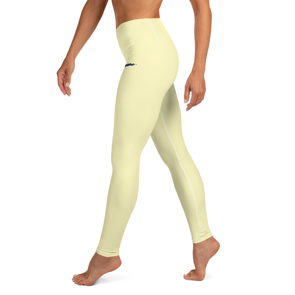 Michigan Upper Peninsula Yoga Leggings (w/ UP Outline) | Canary Yellow