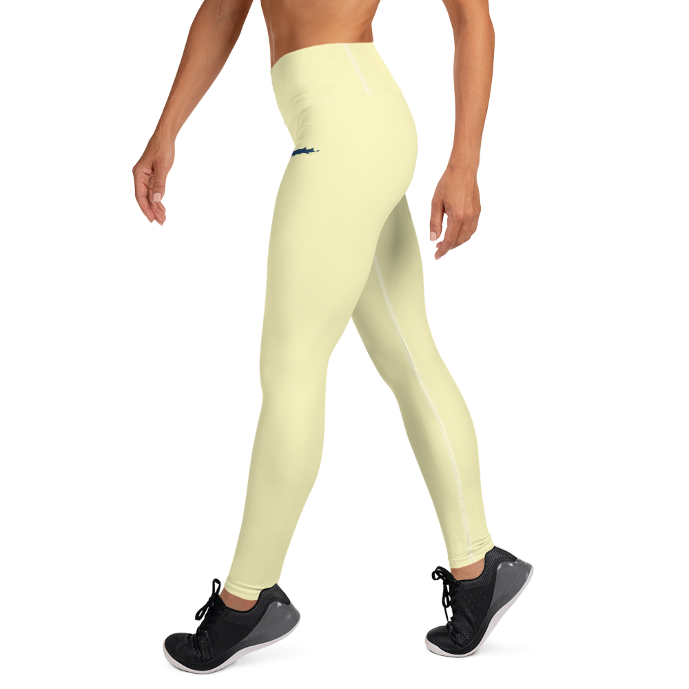 Michigan Upper Peninsula Yoga Leggings (w/ UP Outline) | Canary Yellow