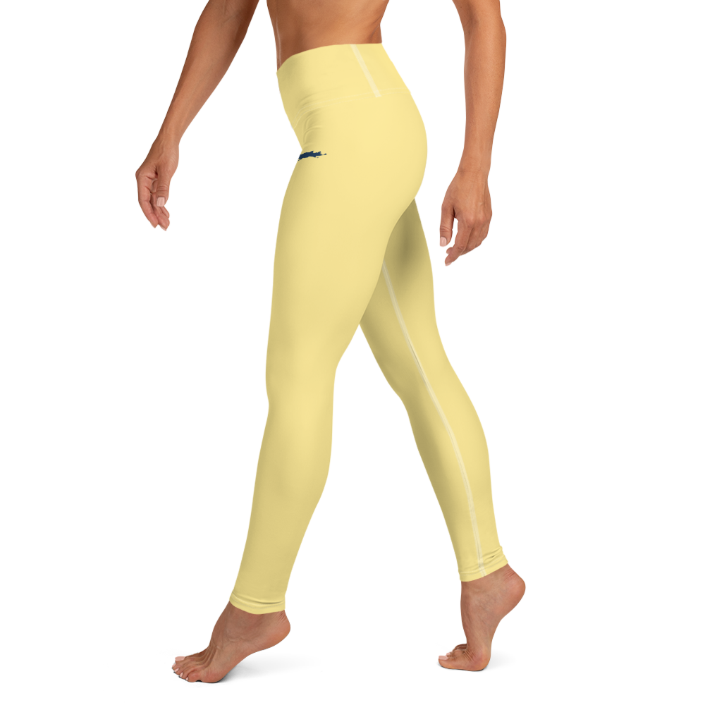 Michigan Upper Peninsula Yoga Leggings (w/ UP Outline) | Cherry Yellow