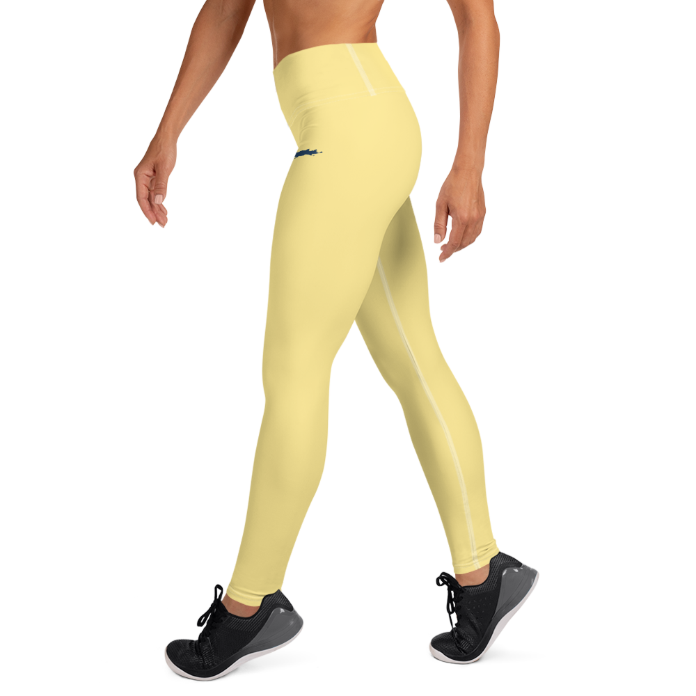 Michigan Upper Peninsula Yoga Leggings (w/ UP Outline) | Cherry Yellow