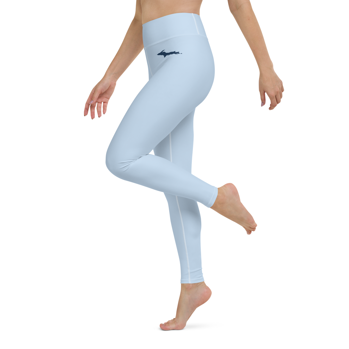 Michigan Upper Peninsula Yoga Leggings (w/ UP Outline) | Light Blue