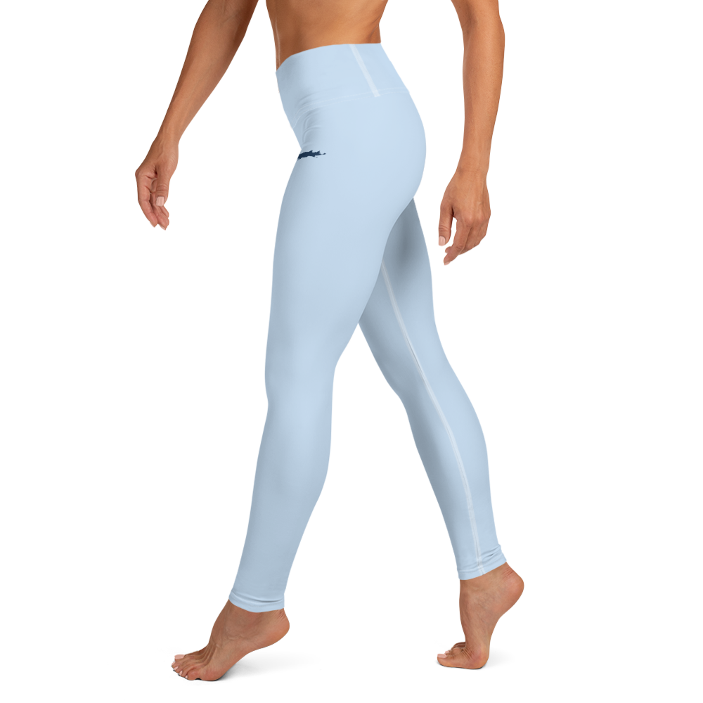 Michigan Upper Peninsula Yoga Leggings (w/ UP Outline) | Light Blue