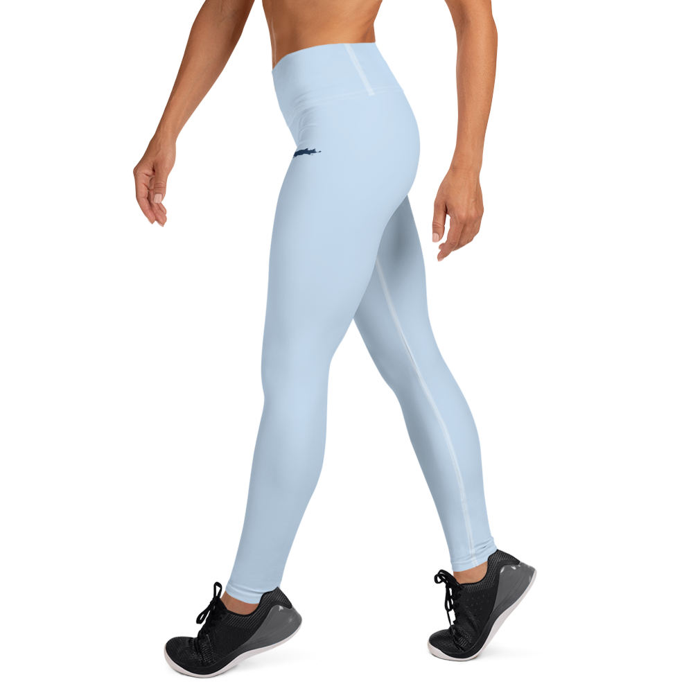 Michigan Upper Peninsula Yoga Leggings (w/ UP Outline) | Light Blue