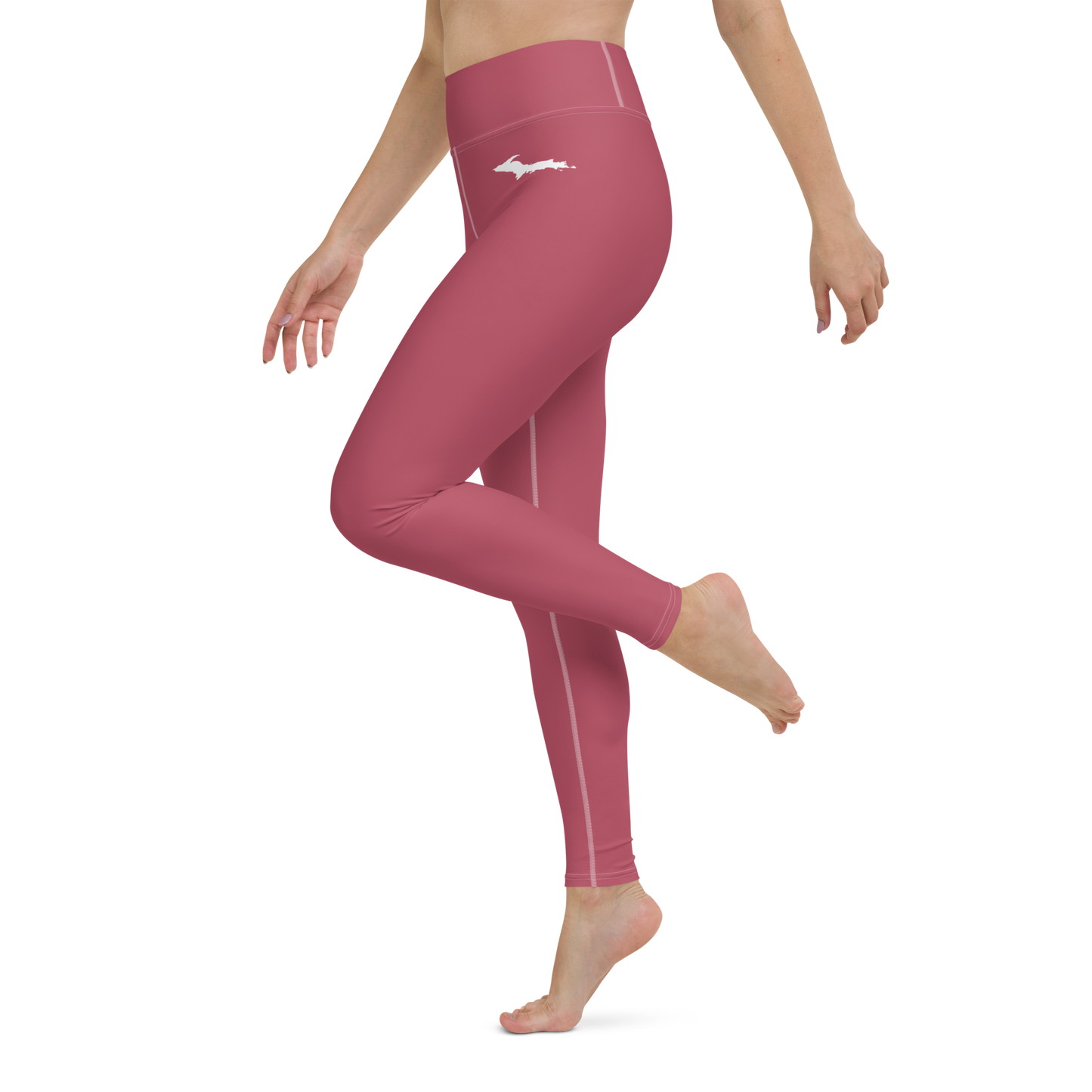 Michigan Upper Peninsula Yoga Leggings (w/ UP Outline) | Popstar Pink