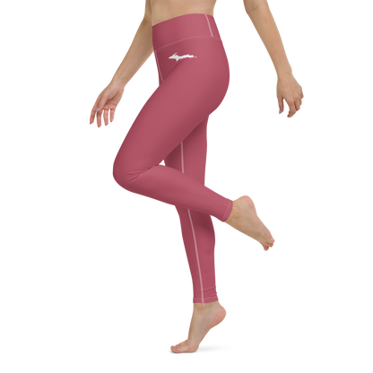 Michigan Upper Peninsula Yoga Leggings (w/ UP Outline) | Popstar Pink