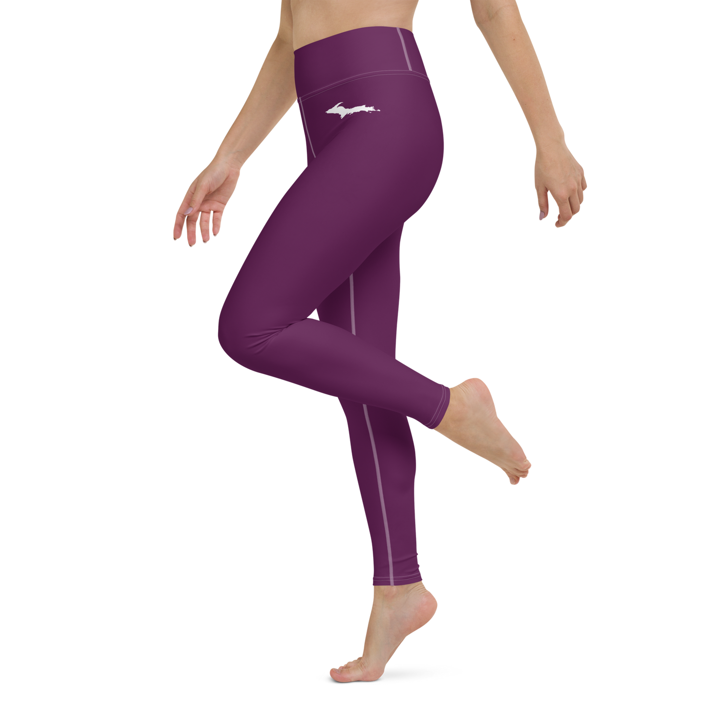 Michigan Upper Peninsula Yoga Leggings (w/ UP Outline) | Tyrian Purple