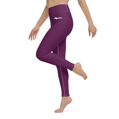 Michigan Upper Peninsula Yoga Leggings (w/ UP Outline) | Tyrian Purple