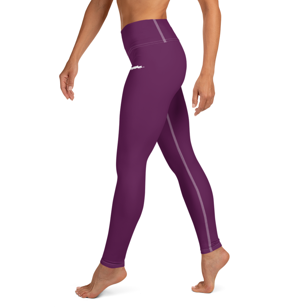 Michigan Upper Peninsula Yoga Leggings (w/ UP Outline) | Tyrian Purple