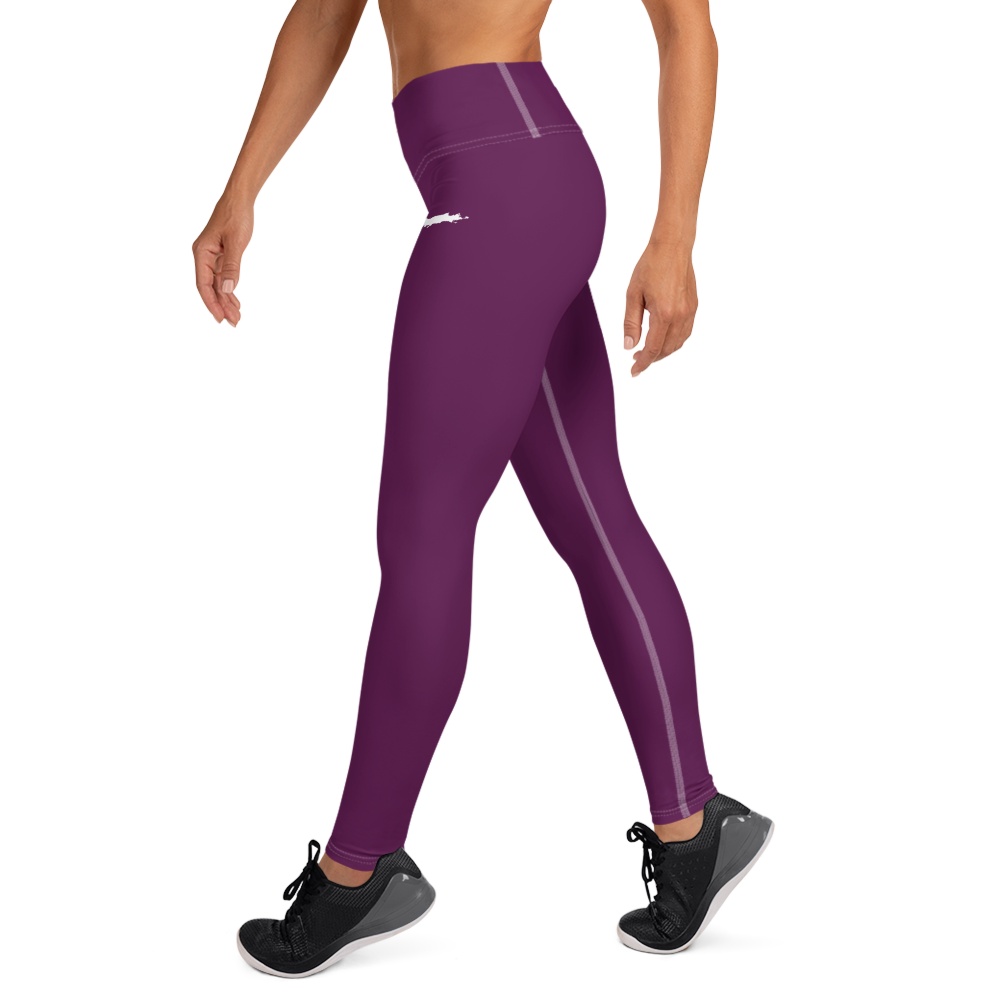 Michigan Upper Peninsula Yoga Leggings (w/ UP Outline) | Tyrian Purple