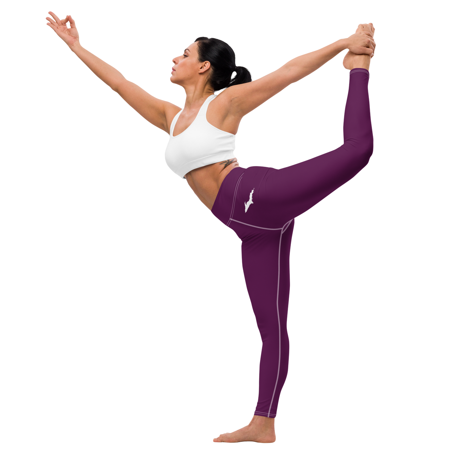 Michigan Upper Peninsula Yoga Leggings (w/ UP Outline) | Tyrian Purple