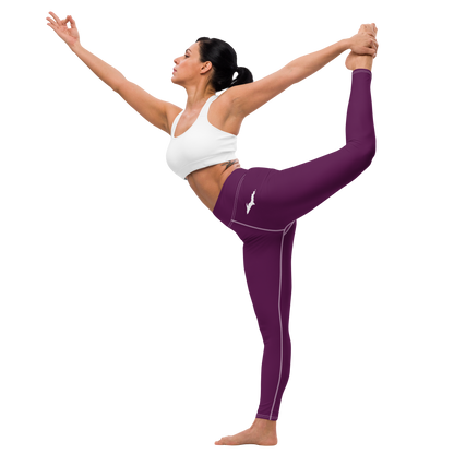 Michigan Upper Peninsula Yoga Leggings (w/ UP Outline) | Tyrian Purple