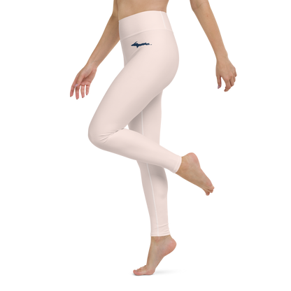 Michigan Upper Peninsula Yoga Leggings (w/ UP Outline) | Champagne Pink