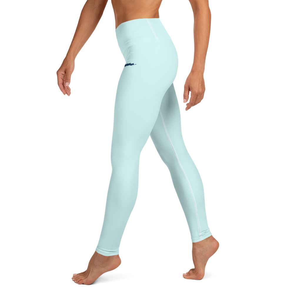 Michigan Upper Peninsula Yoga Leggings (w/ UP Outline) | Cyan