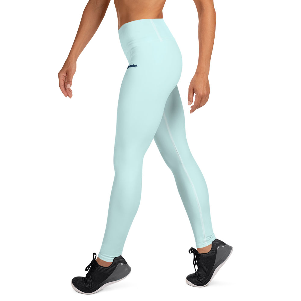 Michigan Upper Peninsula Yoga Leggings (w/ UP Outline) | Cyan