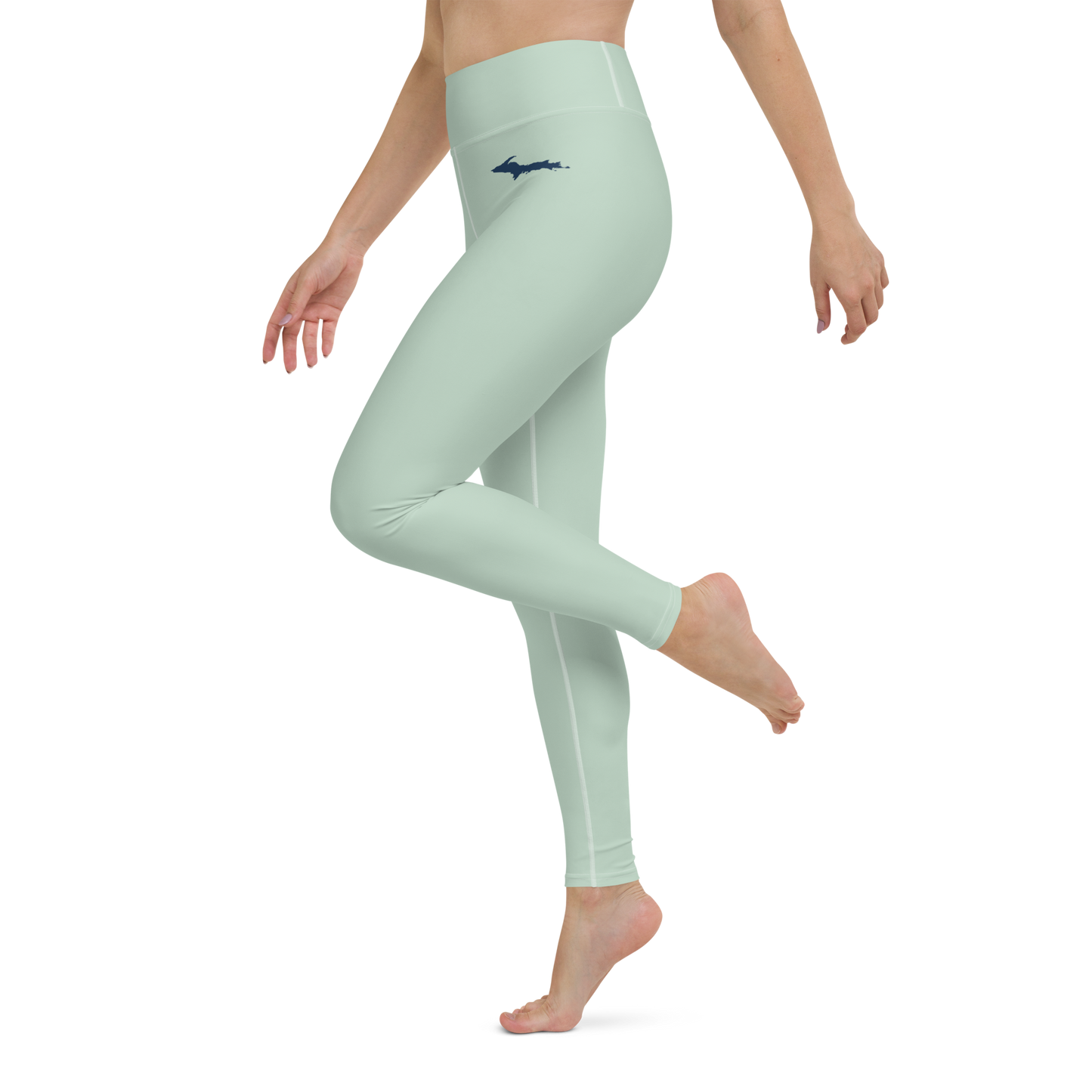 Michigan Upper Peninsula Yoga Leggings (w/ UP Outline) | Sea Green