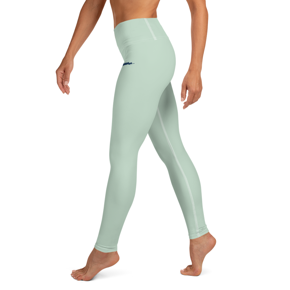 Michigan Upper Peninsula Yoga Leggings (w/ UP Outline) | Sea Green