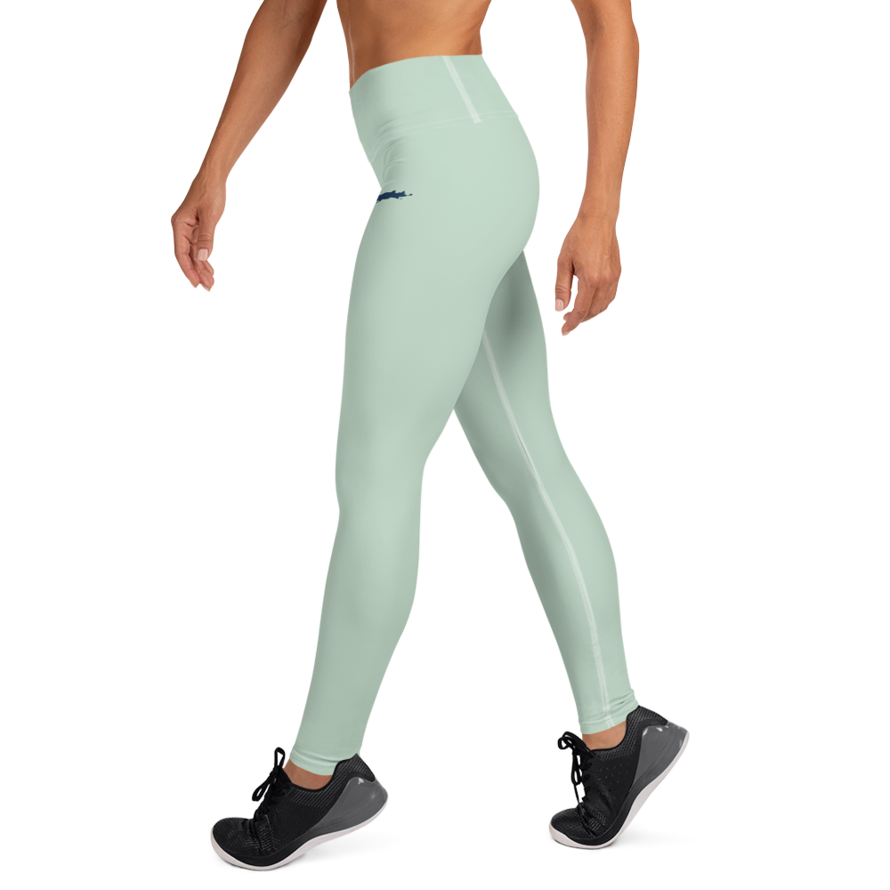 Michigan Upper Peninsula Yoga Leggings (w/ UP Outline) | Sea Green