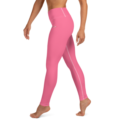 Michigan Upper Peninsula Yoga Leggings (w/ UP USA Flag) | Rhodochrosite Pink