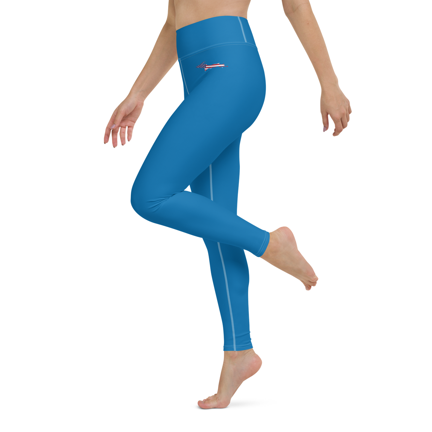 Michigan Upper Peninsula Yoga Leggings (w/ UP USA Flag) | Azure