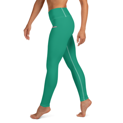 Michigan Upper Peninsula Yoga Leggings (w/ UP USA Flag) | Emerald Green