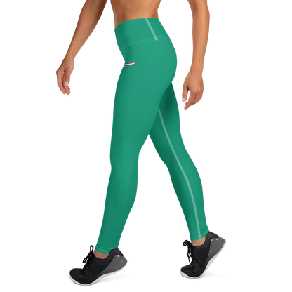 Michigan Upper Peninsula Yoga Leggings (w/ UP USA Flag) | Emerald Green