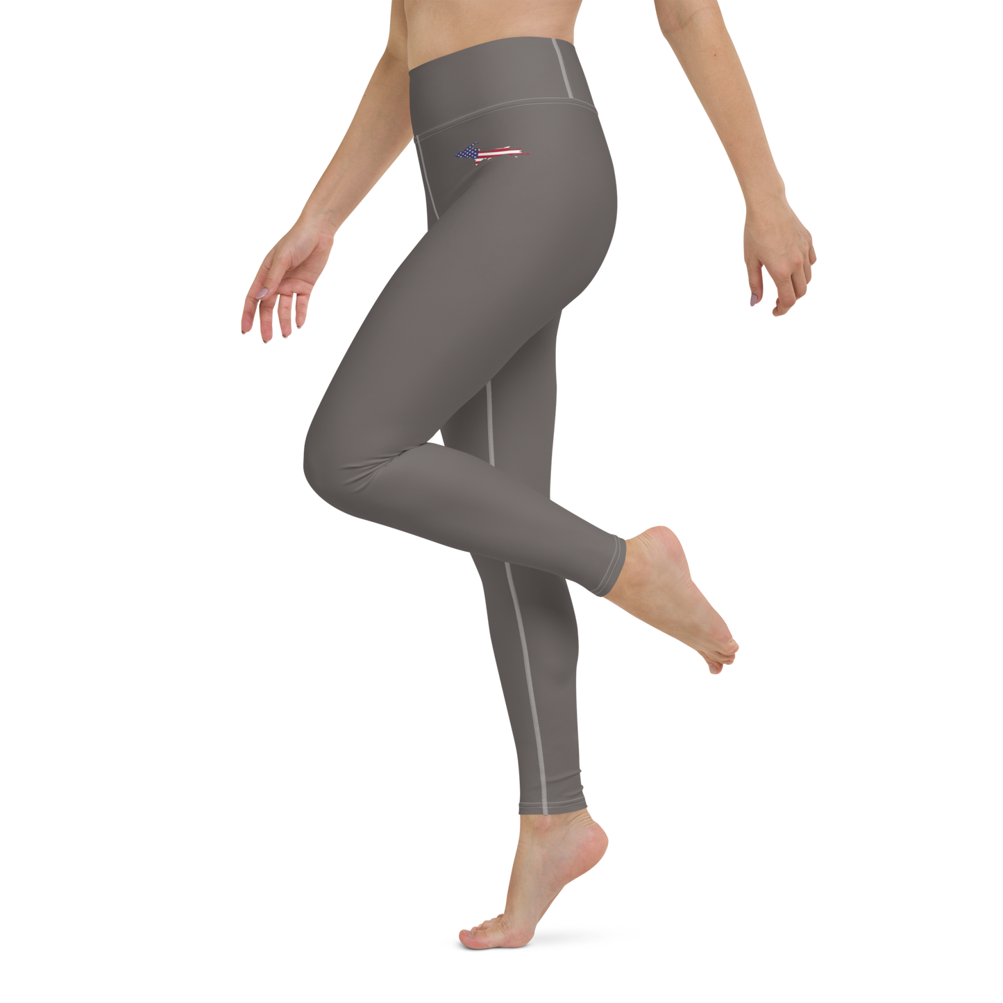 Michigan Upper Peninsula Yoga Leggings (w/ UP USA Flag) | Warren Tank Grey