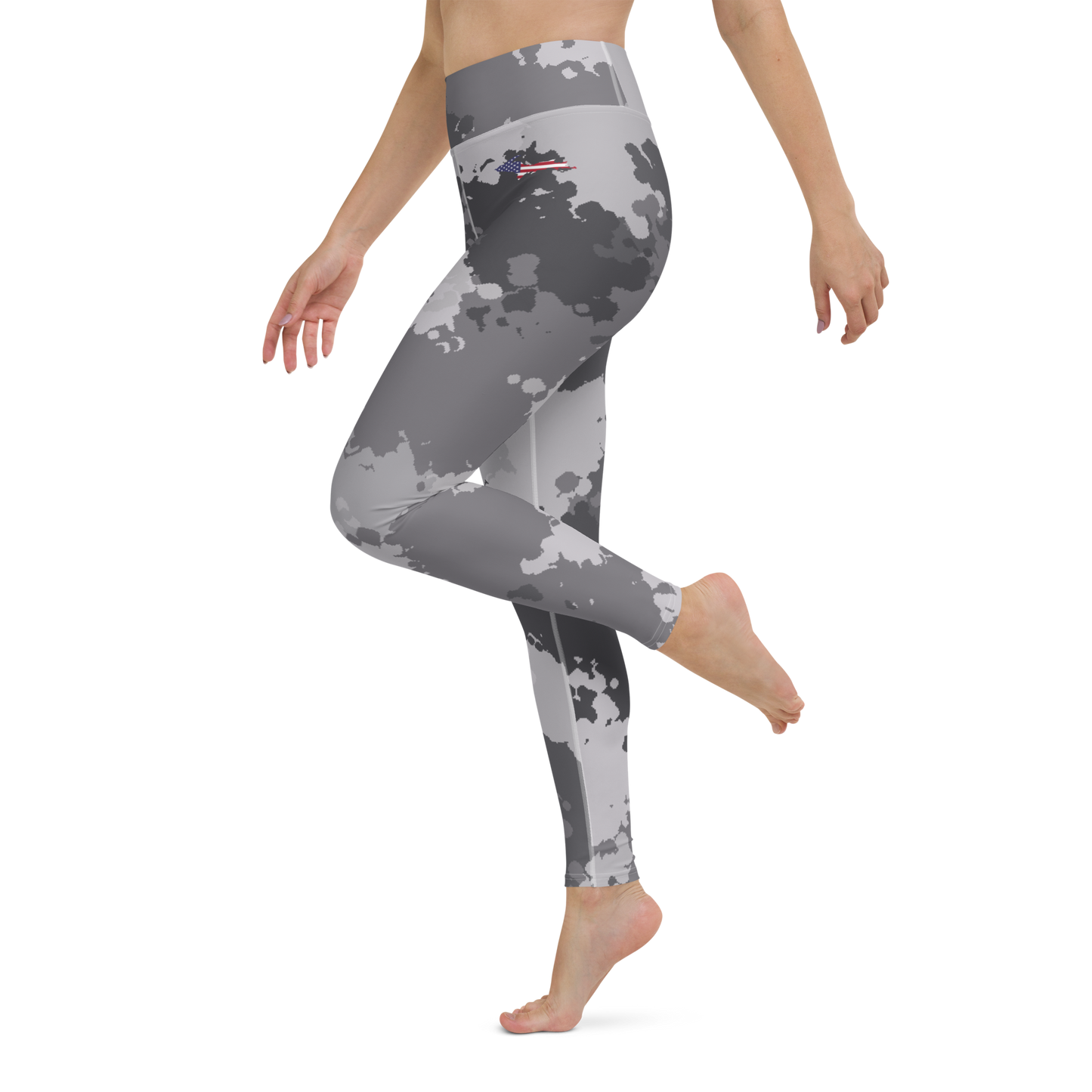 Michigan Upper Peninsula Yoga Leggings (w/ UP USA Flag) | Iron Ore Camo