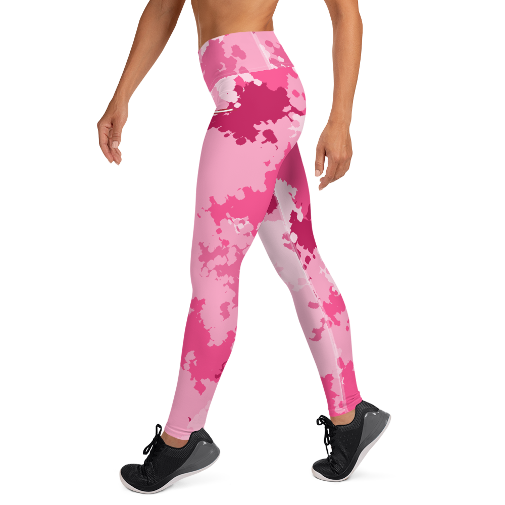 Michigan Upper Peninsula Yoga Leggings (w/ UP USA Flag) | Pink Camo