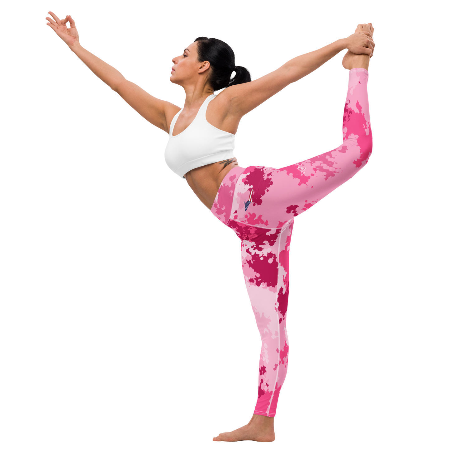 Michigan Upper Peninsula Yoga Leggings (w/ UP USA Flag) | Pink Camo