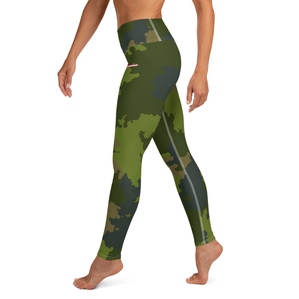 Michigan Upper Peninsula Yoga Leggings (w/ UP USA Flag) | Woodland Camo