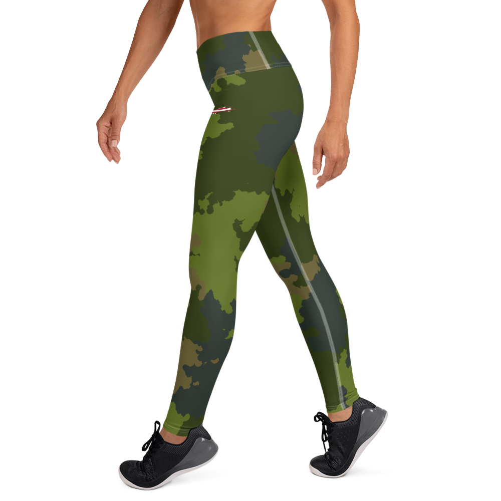 Michigan Upper Peninsula Yoga Leggings (w/ UP USA Flag) | Woodland Camo