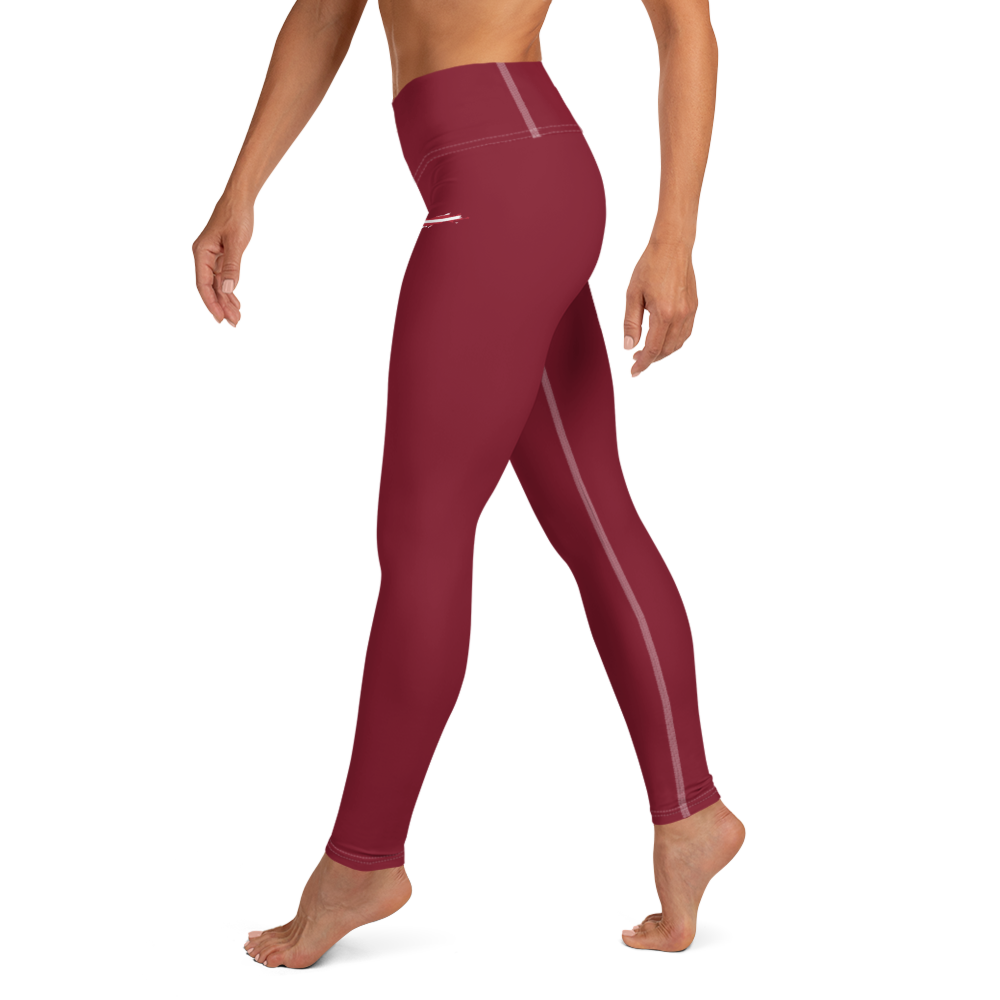 Michigan Upper Peninsula Yoga Leggings (w/ UP USA Flag) | Burgandy