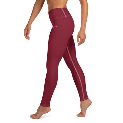 Michigan Upper Peninsula Yoga Leggings (w/ UP USA Flag) | Burgandy