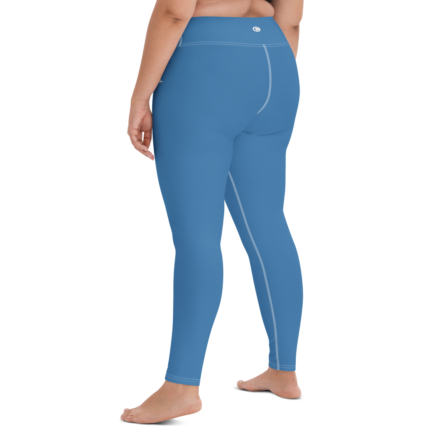 Michigan Upper Peninsula Yoga Leggings (w/ UP Outline) | Lake Superior Blue