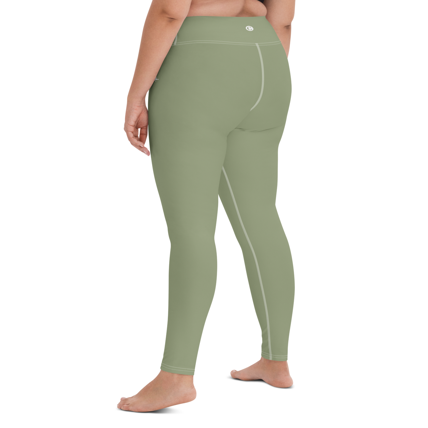 Michigan Upper Peninsula Yoga Leggings (w/ UP Outline) | Beachgrass Green