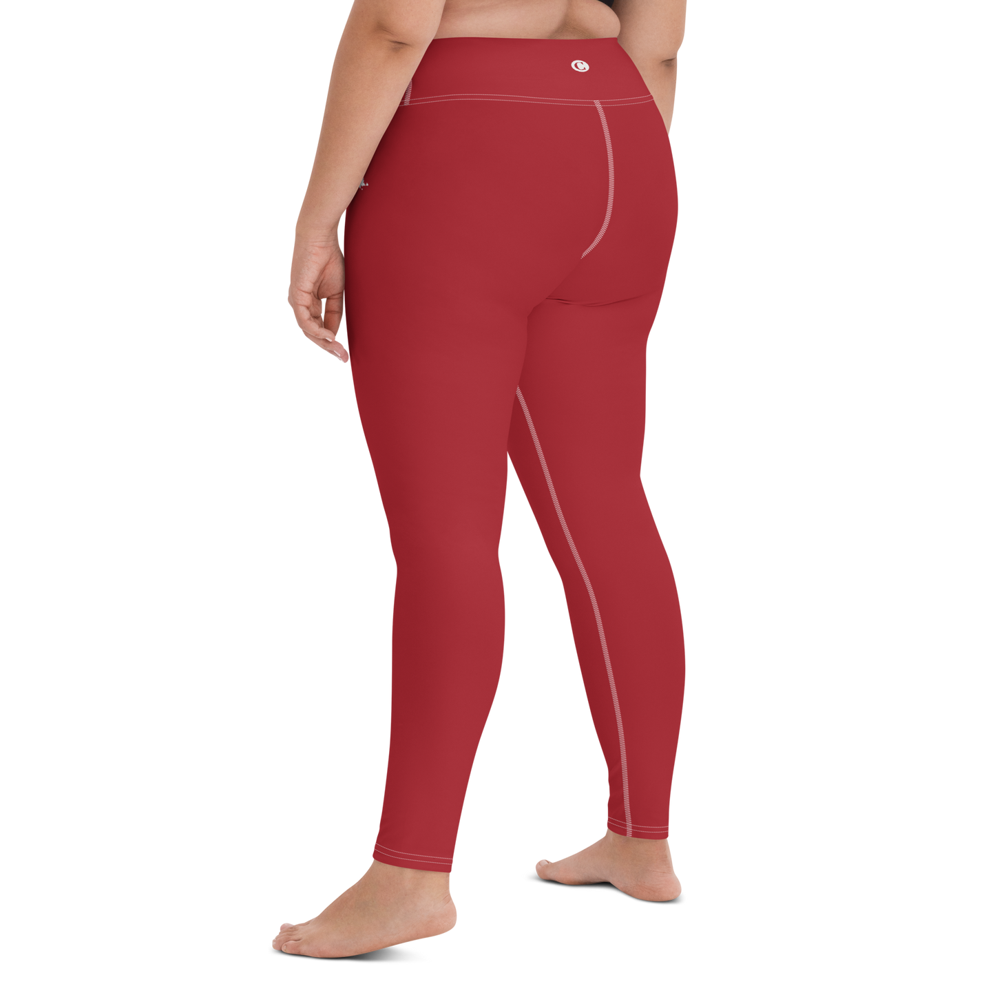 Michigan Upper Peninsula Yoga Leggings (w/ UP Outline) | Thimbleberry Red