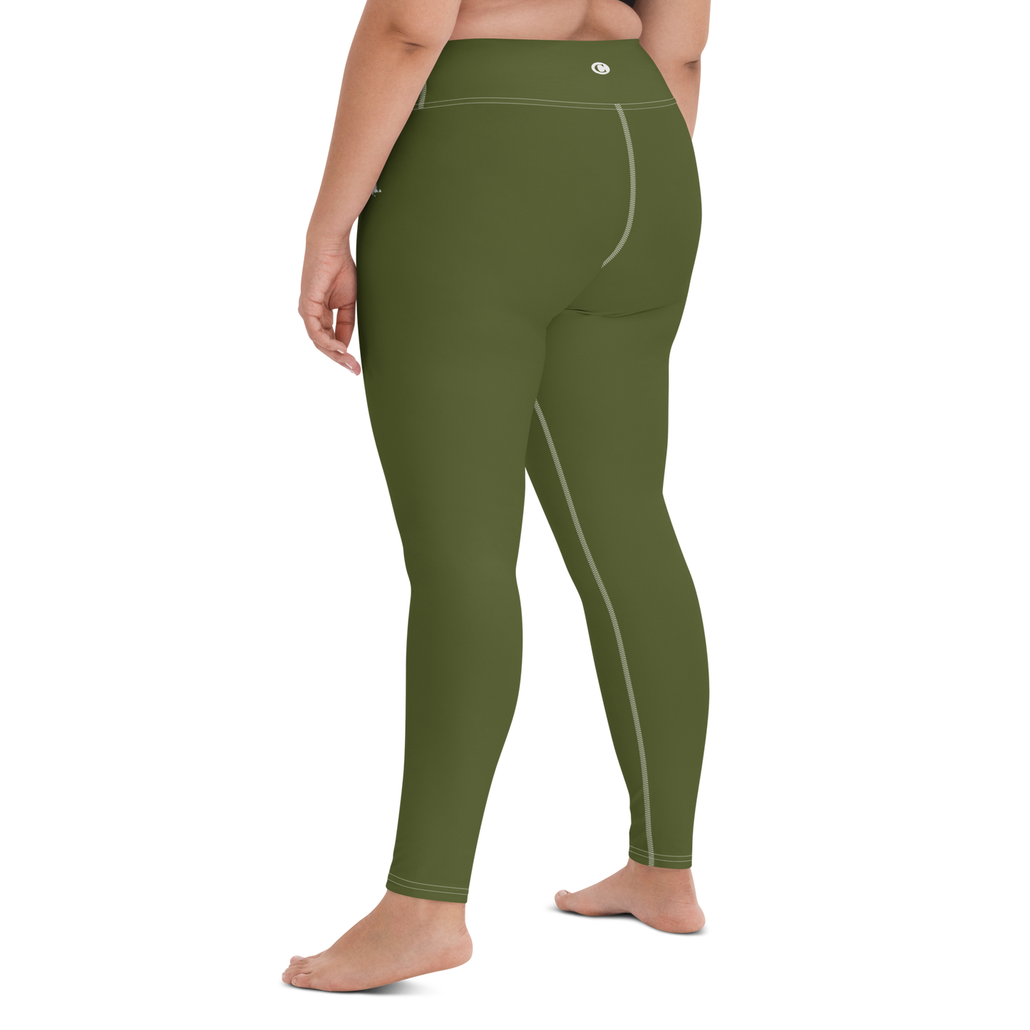 Michigan Upper Peninsula Yoga Leggings (w/ UP Outline) | Army Green