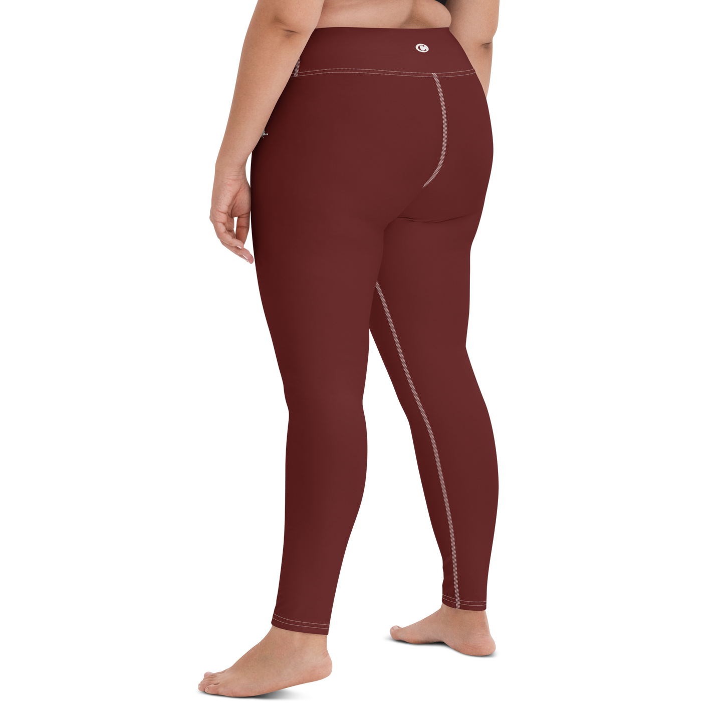 Michigan Upper Peninsula Yoga Leggings (w/ UP Outline) | Cherrywood Color