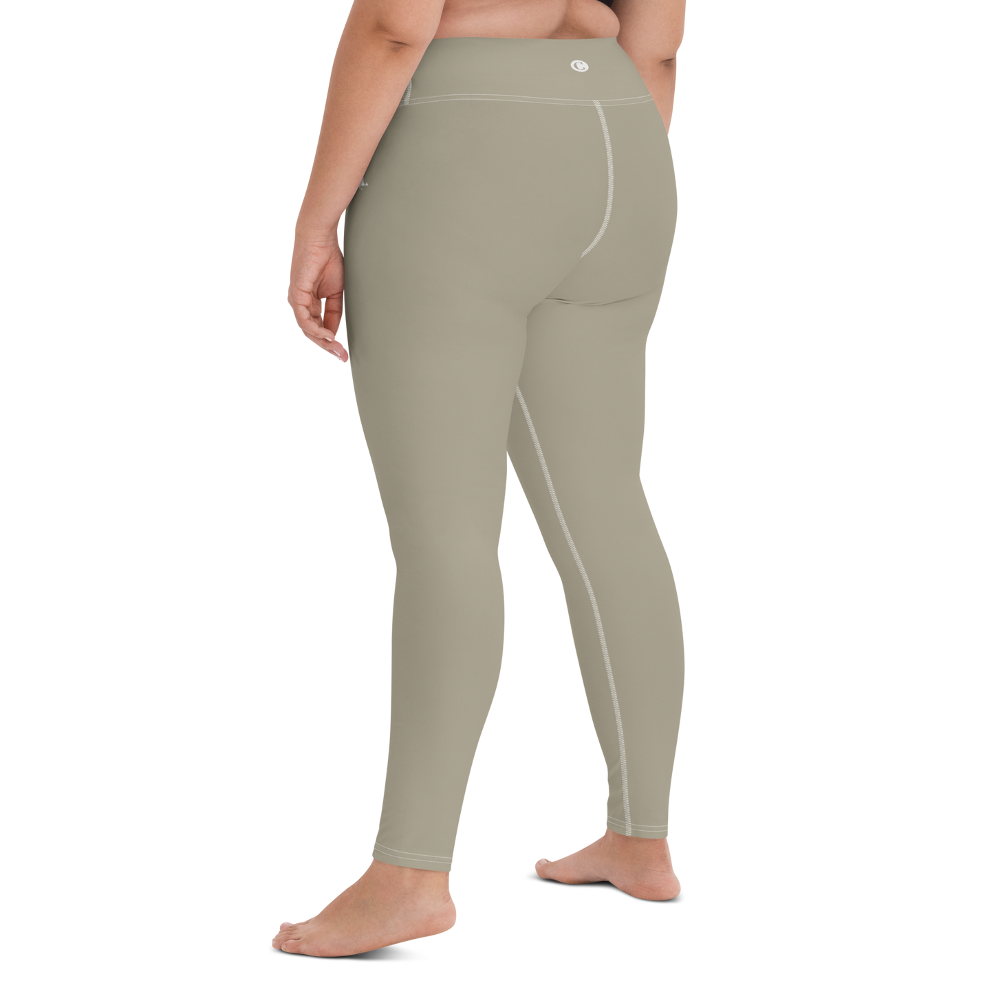 Michigan Upper Peninsula Yoga Leggings (w/ UP Outline) | Petoskey Stone Beige