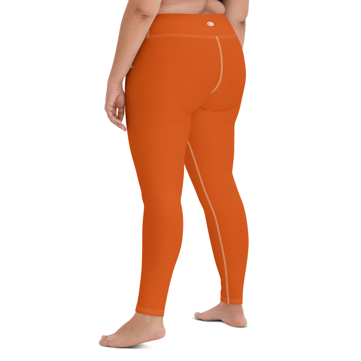 Michigan Upper Peninsula Yoga Leggings (w/ UP Outline) | Maple Leaf Orange