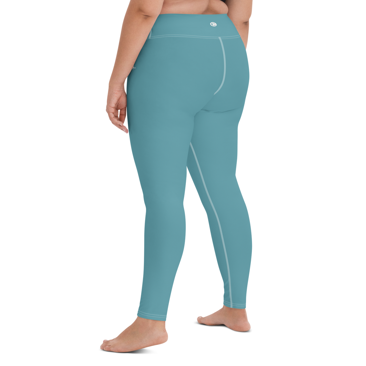 Michigan Upper Peninsula Yoga Leggings (w/ UP Outline) | Lake Huron Blue