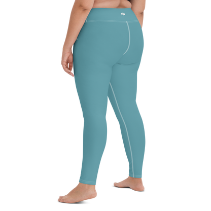 Michigan Upper Peninsula Yoga Leggings (w/ UP Outline) | Lake Huron Blue