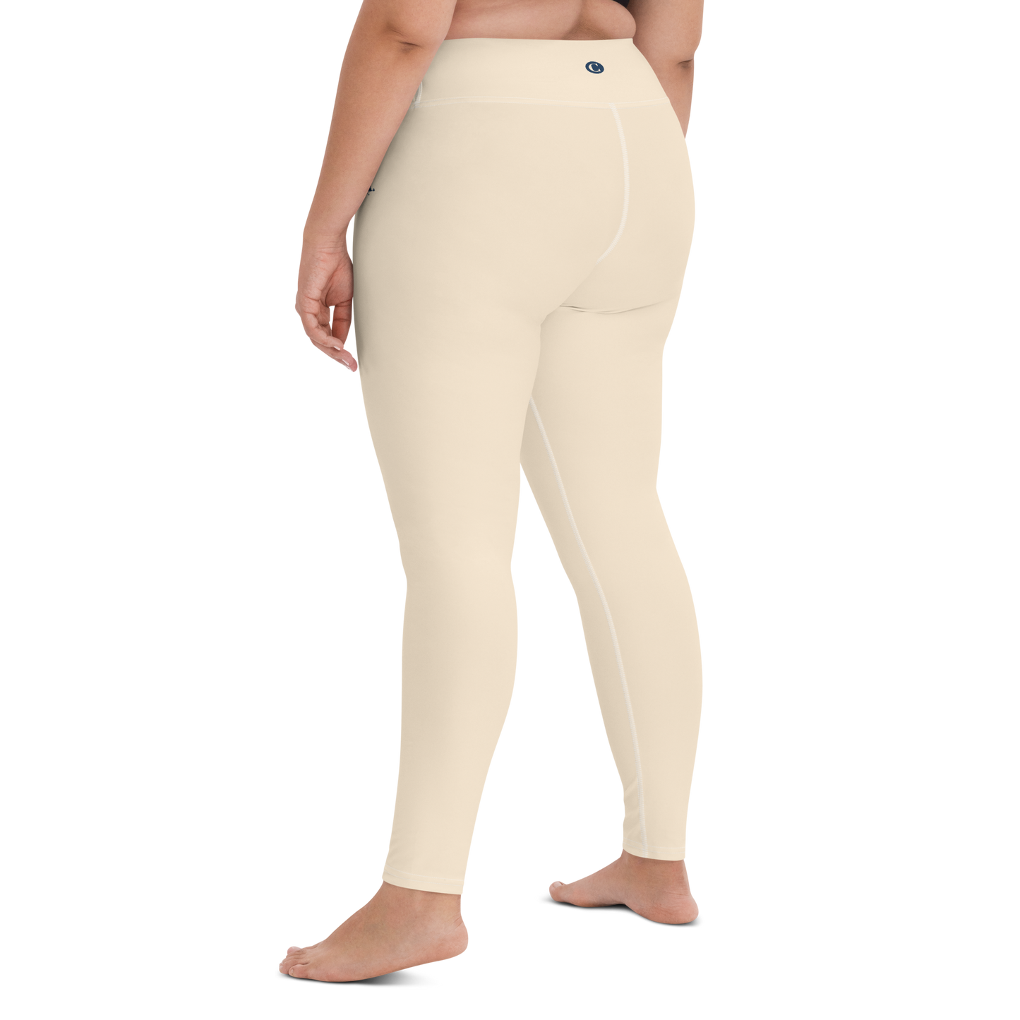 Michigan Upper Peninsula Yoga Leggings (w/ UP Outline) | Champagne White