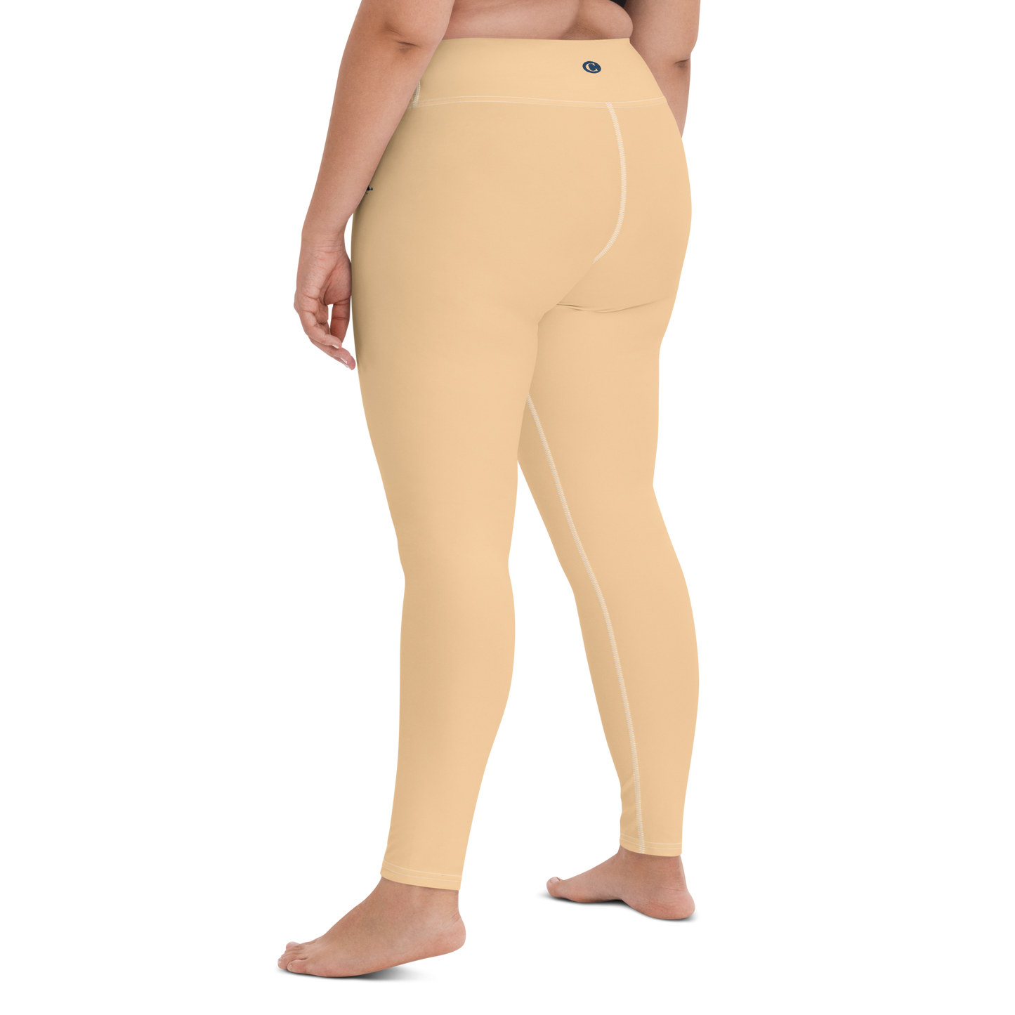 Michigan Upper Peninsula Yoga Leggings (w/ UP Outline) | Pale Apricot