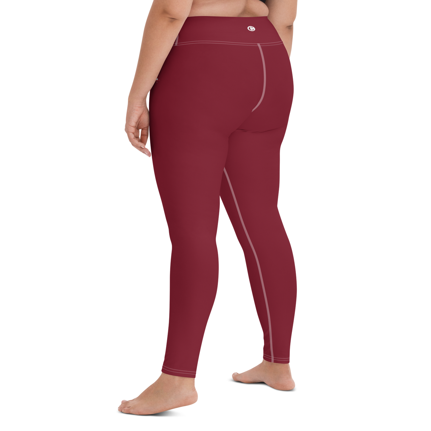 Michigan Upper Peninsula Yoga Leggings (w/ UP USA Flag) | Burgandy