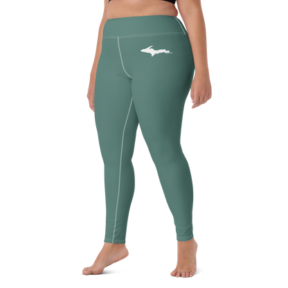 Michigan Upper Peninsula Yoga Leggings (w/ UP Outline) | Copper Green