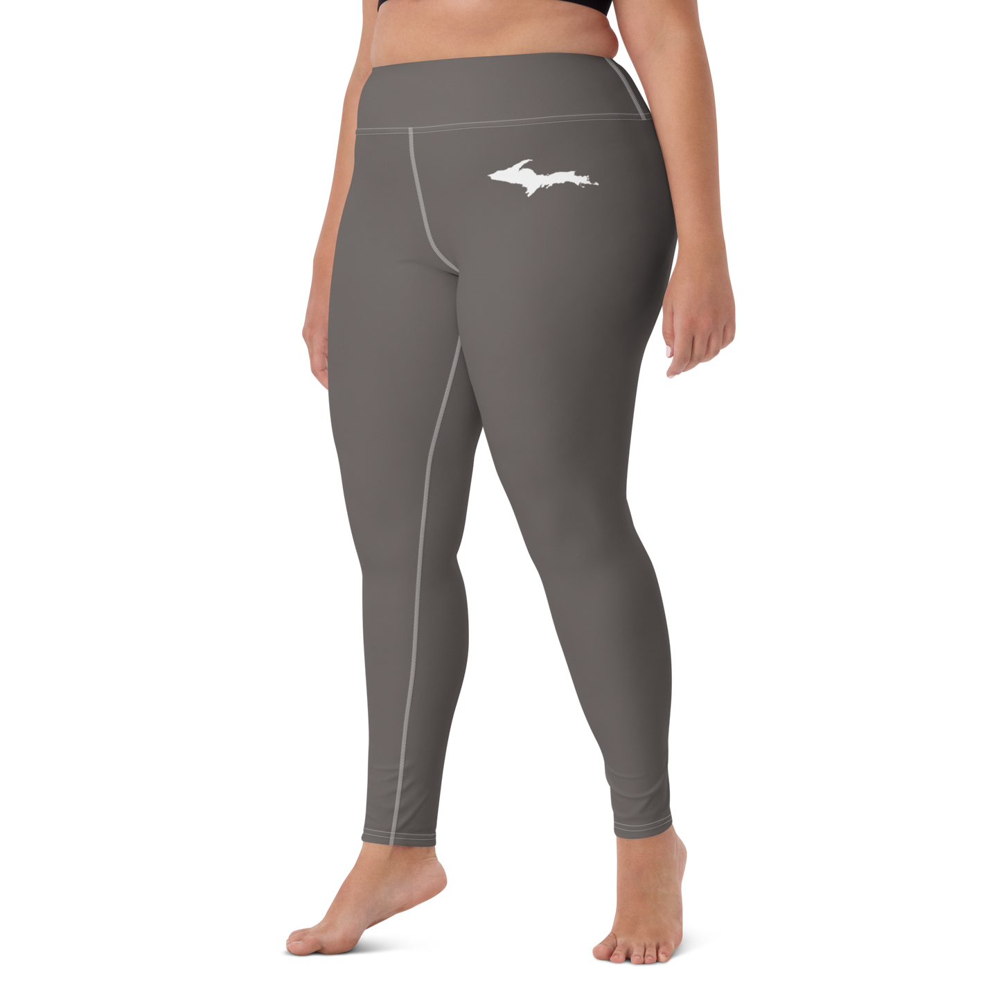 Michigan Upper Peninsula Yoga Leggings (w/ UP Outline) | Warren Tank Grey