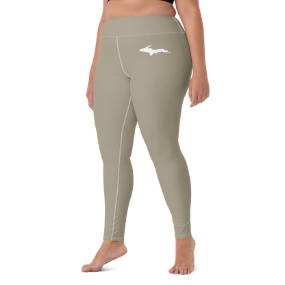 Michigan Upper Peninsula Yoga Leggings (w/ UP Outline) | Petoskey Stone Beige